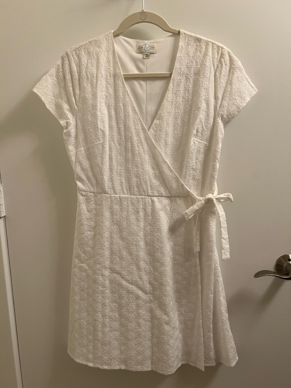 White Eyelet Wrap Dress